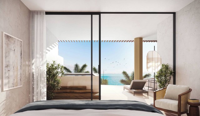 Oceanfront Arc Sky Villa with Private Terrace, Full Kitchen & Beachfront Setting in Long Bay Hills